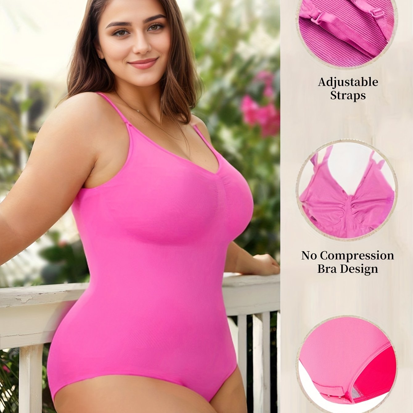 Women's Seamless High-Waisted Shapewear with Adjustable Straps and Hooks