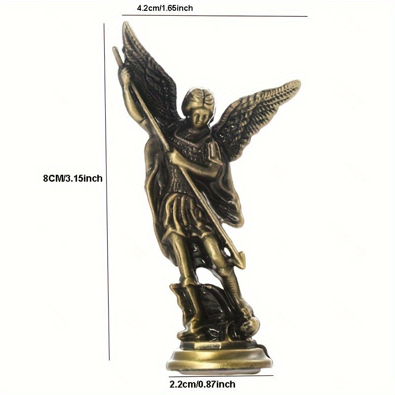 Zinc Alloy Saint Michael Archangel Figurine for Home Decor Tabletop Display