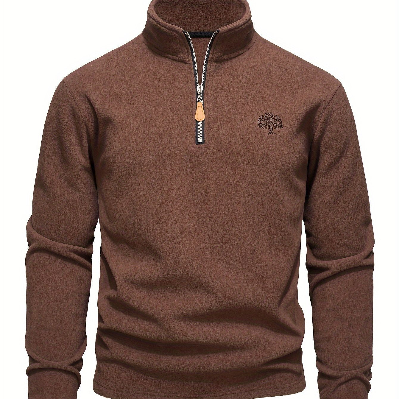 Erkaklar uchun bir rangli fleys outdoor sviter, yarim zip, turli xil ko'krak dizayni bilan. Sayohat, ochiq havoda faoliyatlar va tasodifiy kiyimlar uchun mos.
