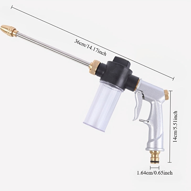 Медная водяная пушка из нержавеющей стали высокого давления с удлинённой трубкой и пенным распылителем для мойки автомобиля и полива сада