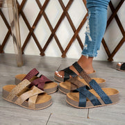 Women’s Bohemian Platform Sandals Open Toe Slip-On Summer Beach Shoes