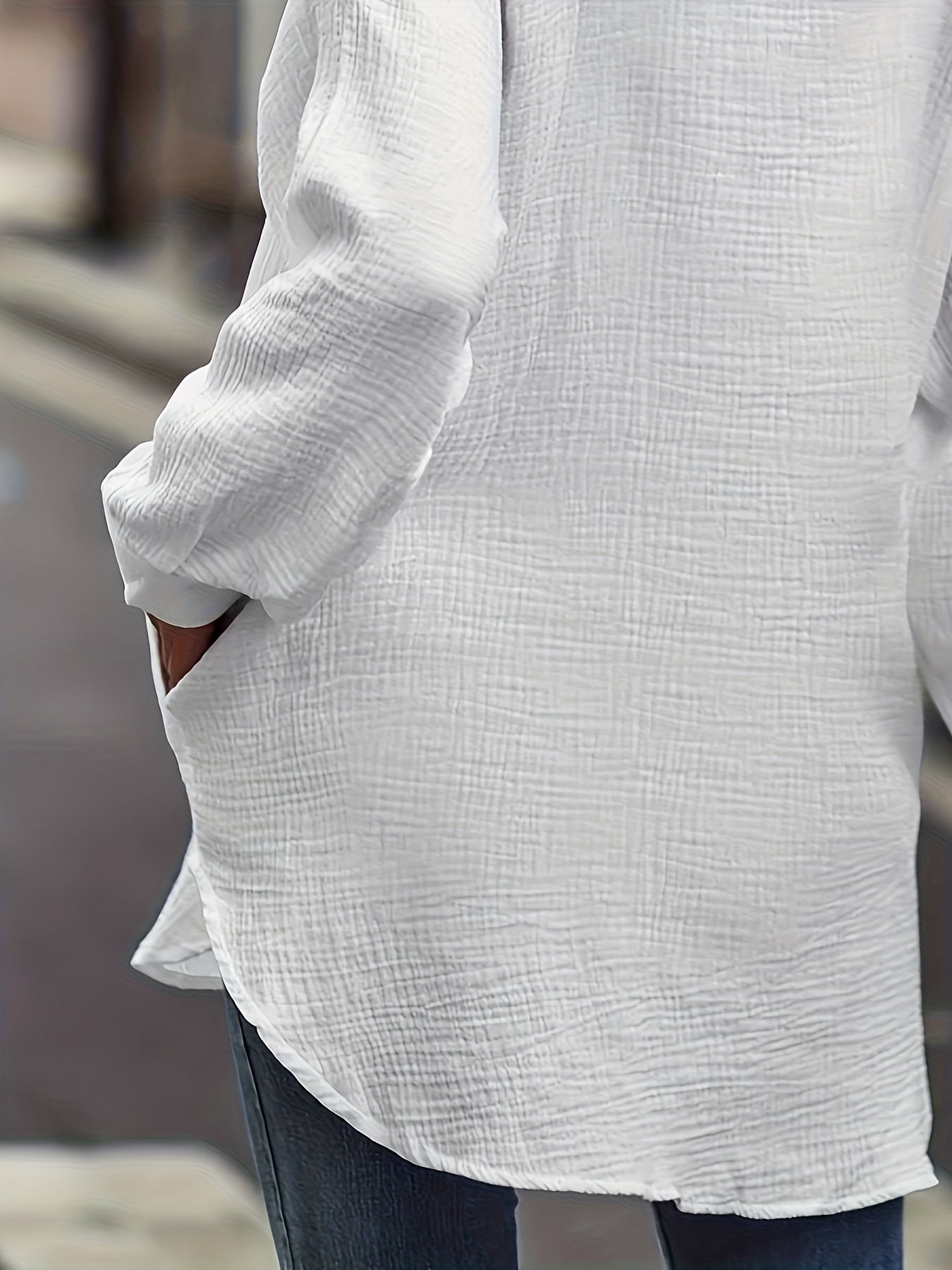 Plus Size Long Sleeve Blouse With Pockets Casual Spring Women