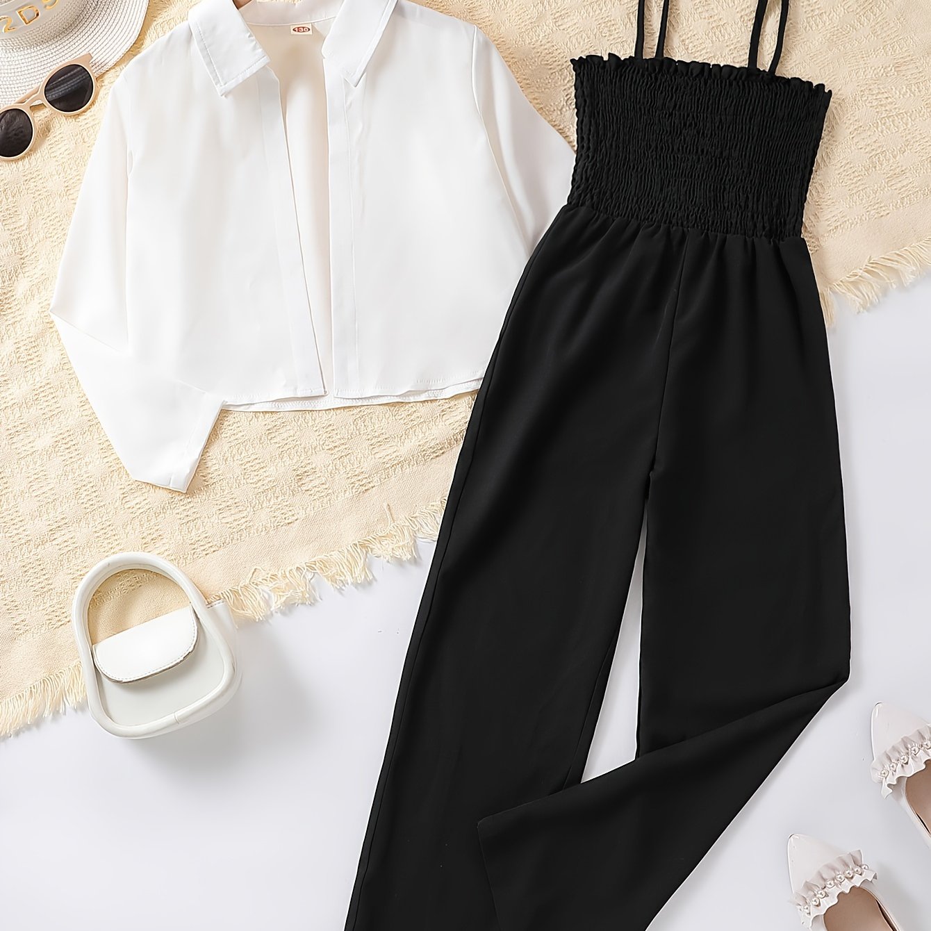 Девочки: весенний и осенний свитшот с длинным рукавом и комбинезон с собранной блузкой