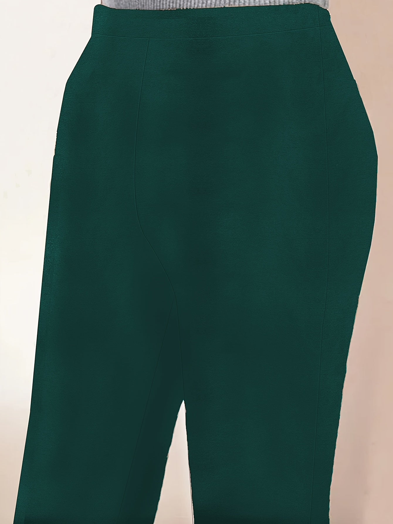 Pantalones rectos de talla grande con elastano para mujer, de color sólido, de cintura alta, para primavera y otoño