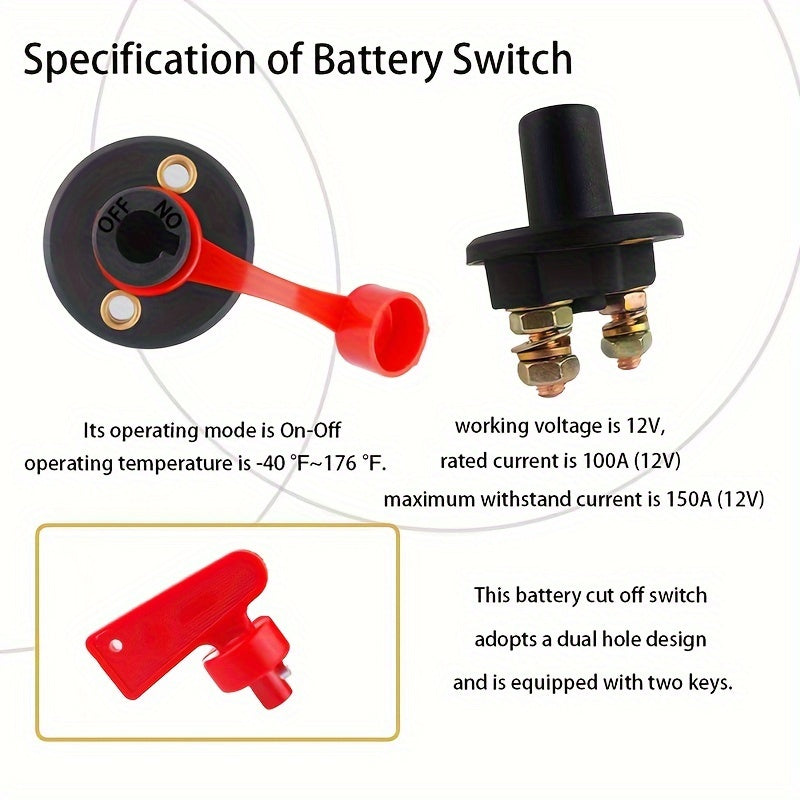 12V-24V Heavy-Duty Marine RV Truck Battery Disconnect Switch 200A Isolator