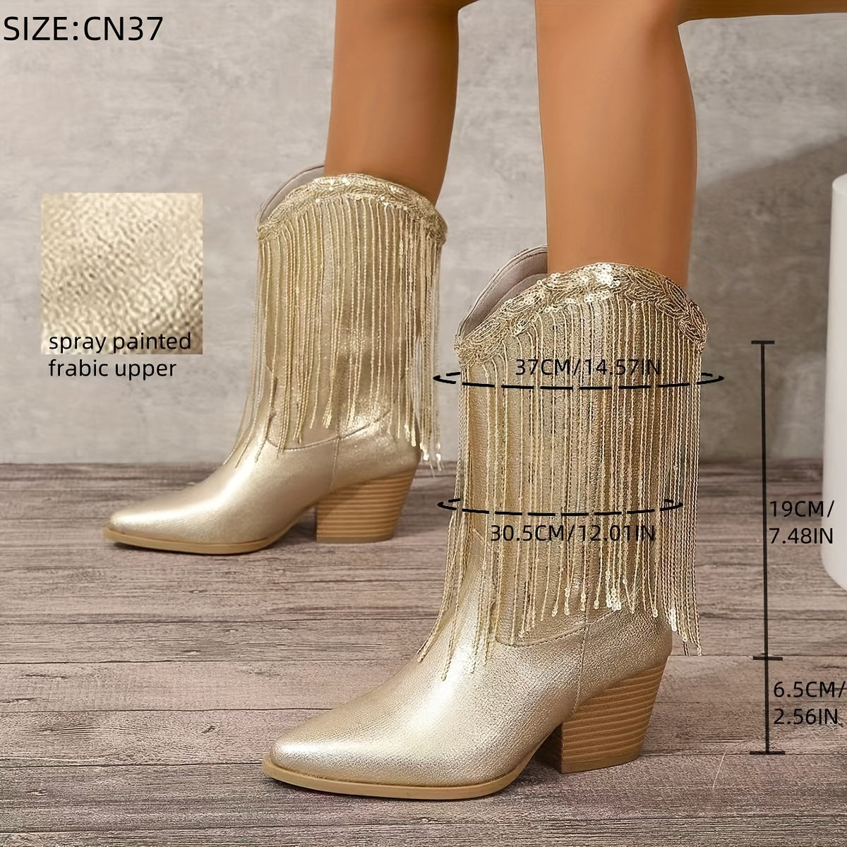 Женские ботинки с блестками и пайетками, с кисточками из пайеток, с острым носком, вестерн-карнавал ботинки