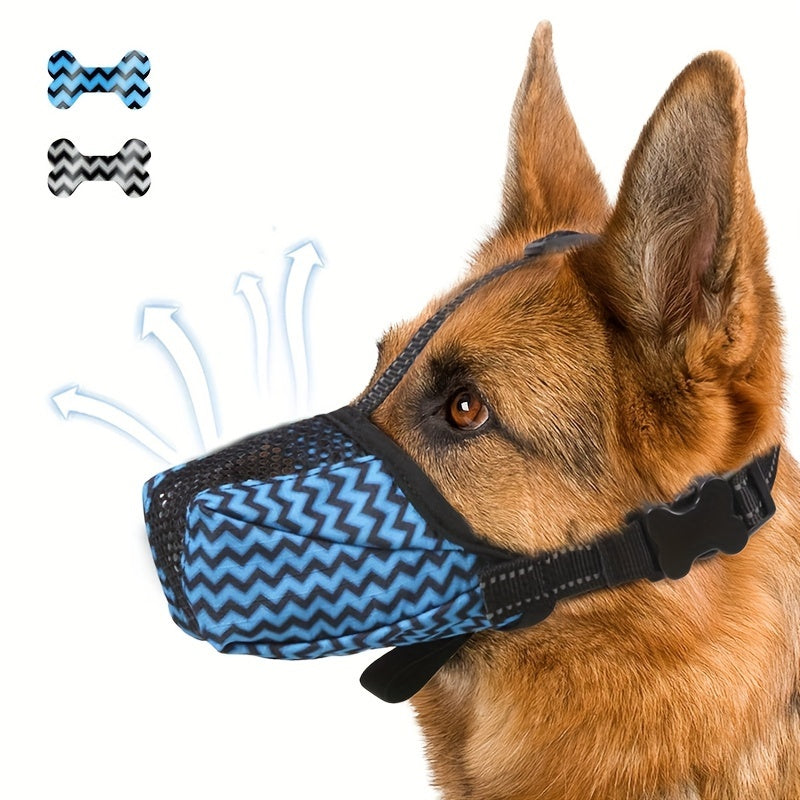 Reflective Nylon Dog Muzzle for Small Medium Large Dogs Blue Black Adjustable