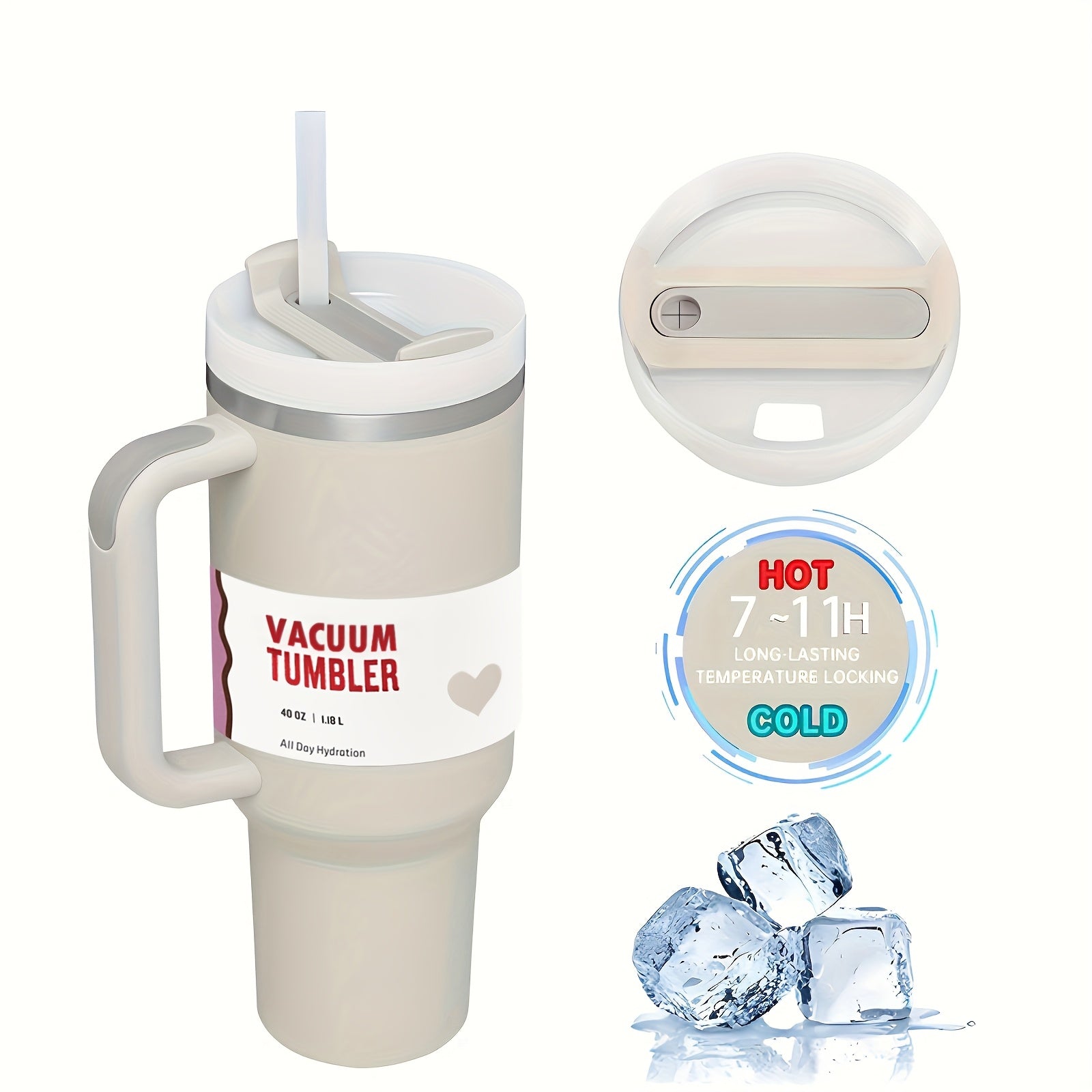 40oz Stainless Steel Travel Mug with Lid and Straw Double Wall BPA-Free Shatterproof Oval Design