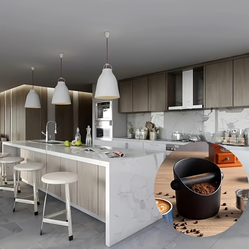 Qora ABS Coffee Knock Box, ajraladigan bolg'a bilan, sirpanmaydigan asos, Espresso maydalash uchun