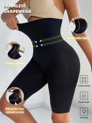 Women High-Waist Thigh Slimmer Shapewear Shorts Solid Color Polyamide Elastane