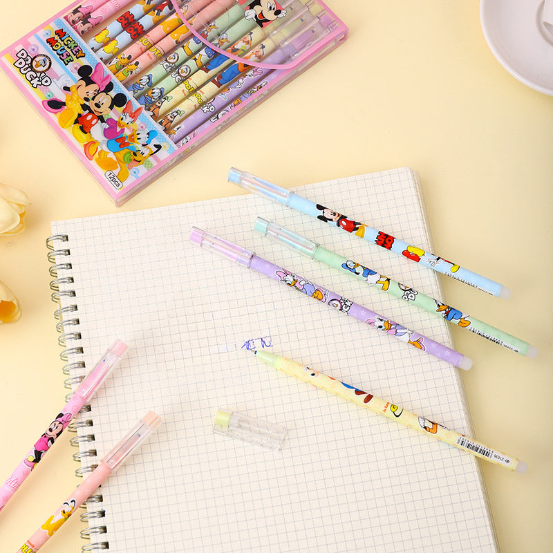 1 ta paket Mickey Mouse o'chiriladigan jel ruchkasi 0.5mm o'rtacha nuqta, turli xil multfilm