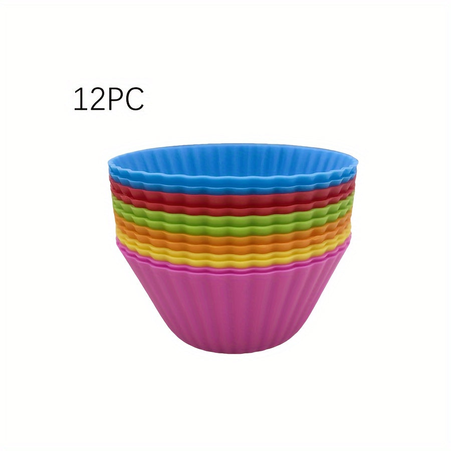 Pack of 12 or 18 Silicone Muffin Cups Reusable Baking Liners Kitchen Tools