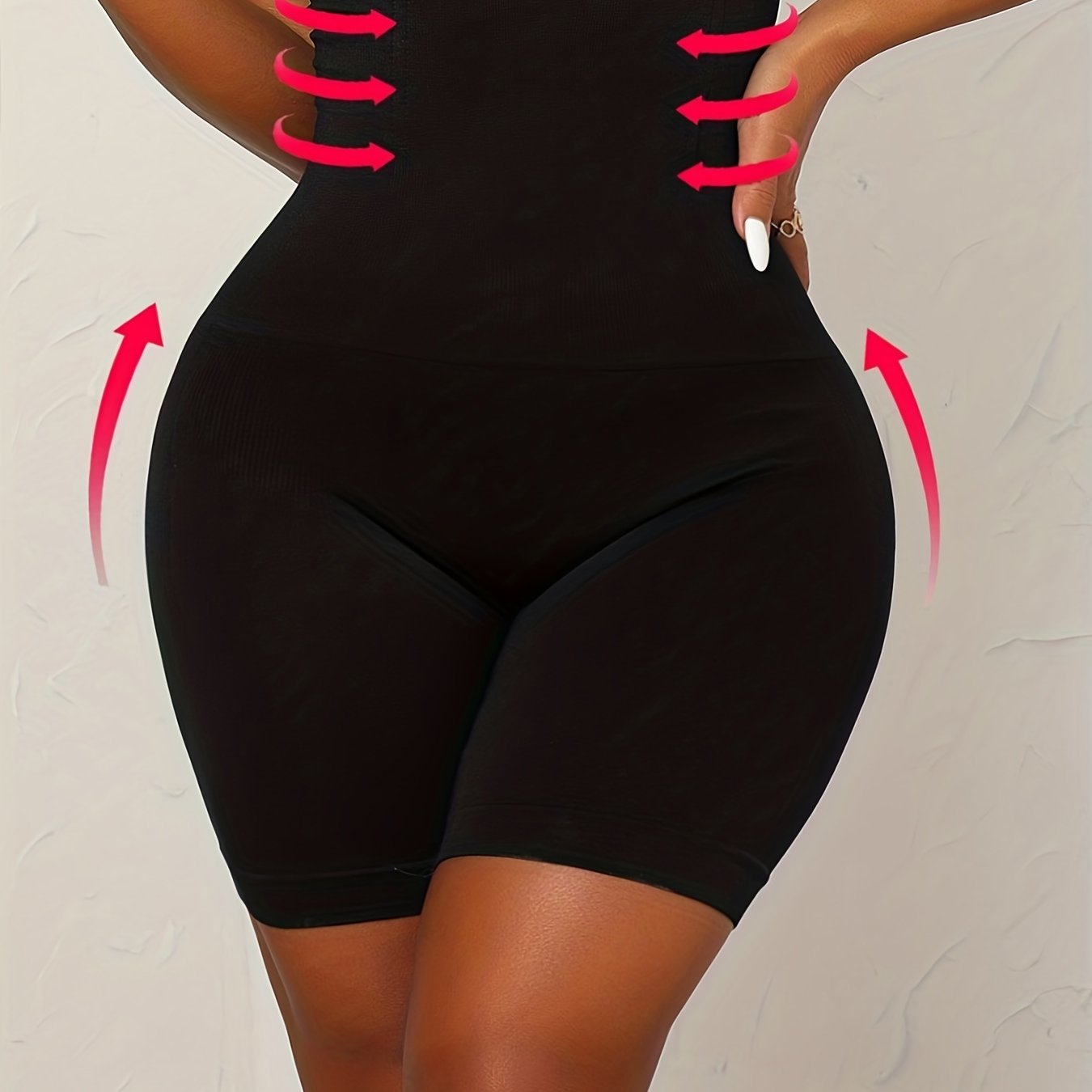 Women High-Waist Shapewear Shorts Nylon Solid Color Slim Fit Comfortable