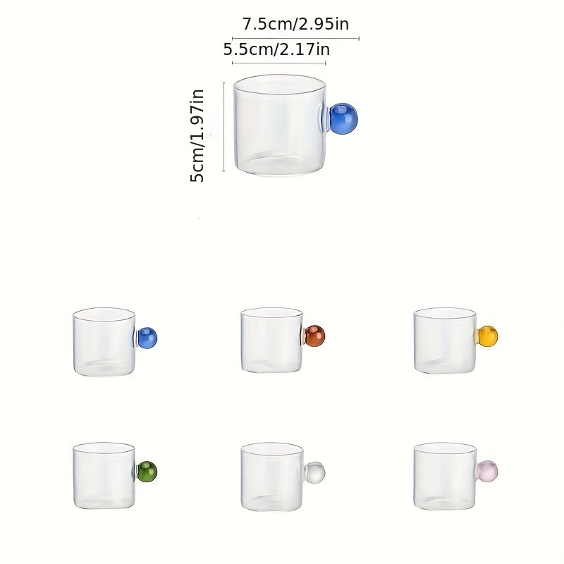 Set of 6 Mini Glass Pitchers with Colorful Knobs for Juices and Sauces