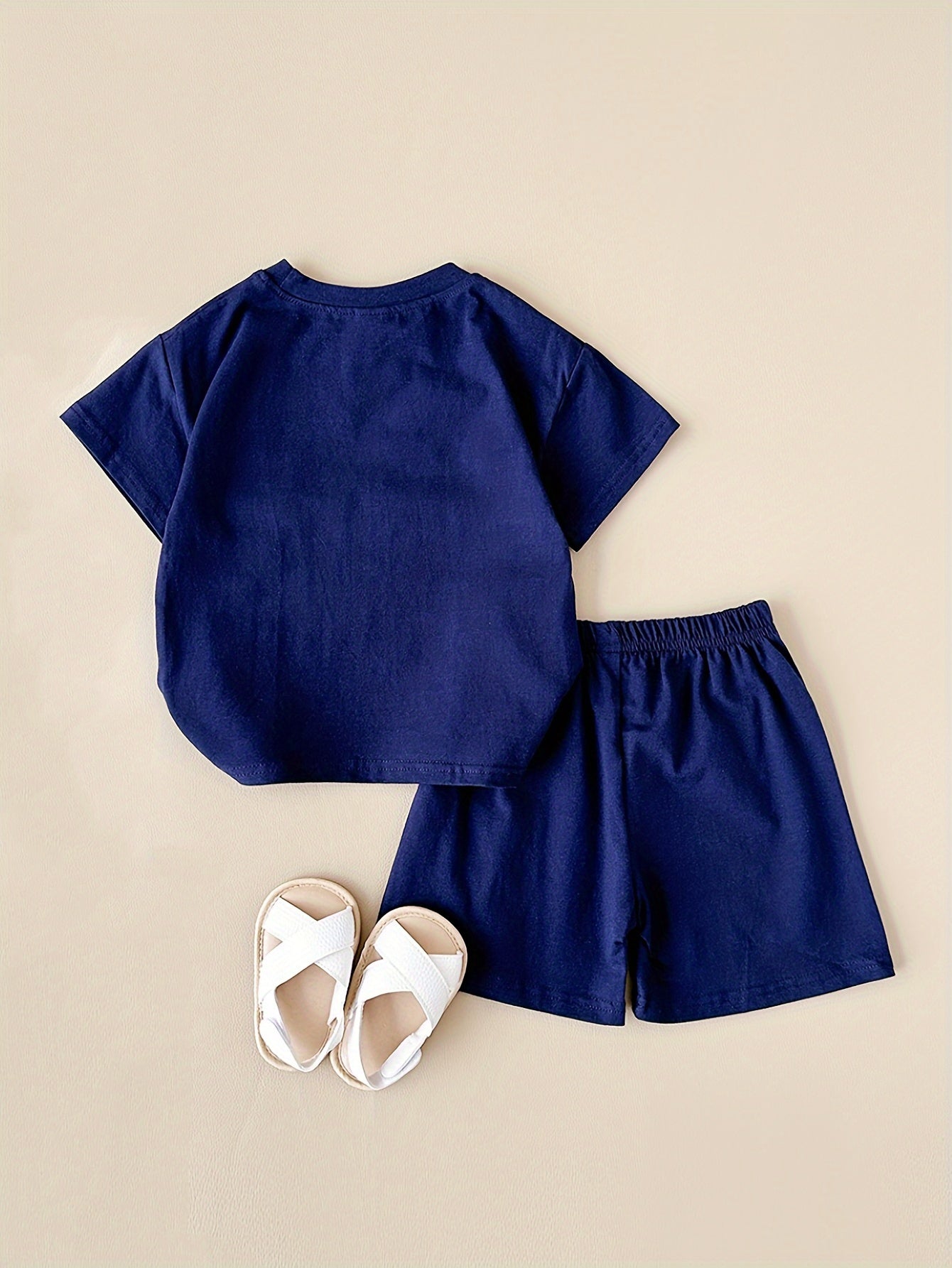 Kids Casual Shorts Set Cotton Blend Short Sleeve Cartoon Bear Summer for Men Women and Children