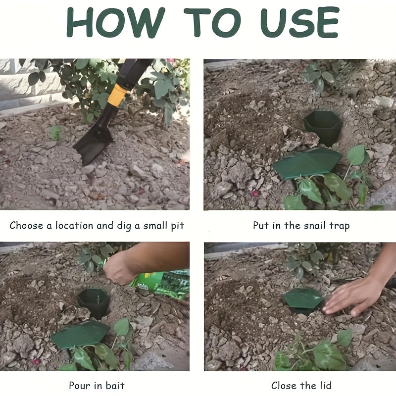 2PCS Trampas de caracol y babosa de plástico verde para jardín, atrapador de plagas, a prueba de agua