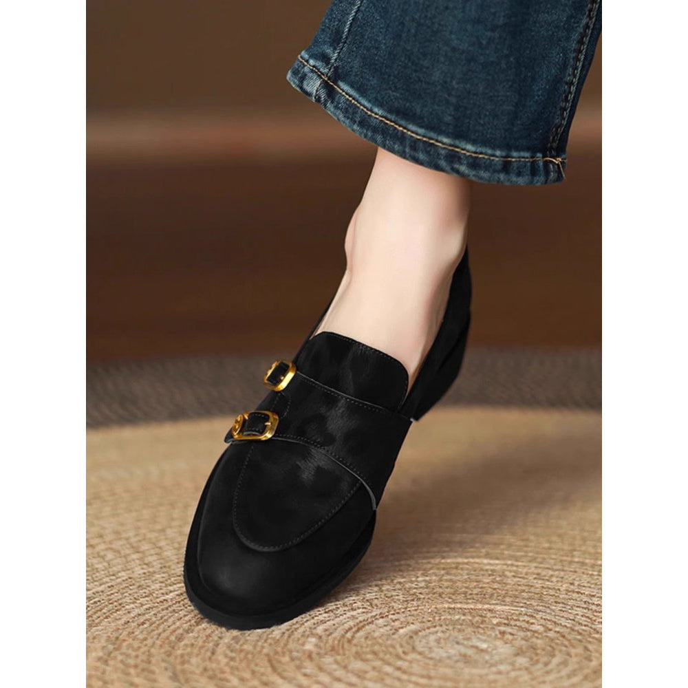 Women's Faux Leather Slip-On Penny Loafers Black Brown Comfort Casual Office