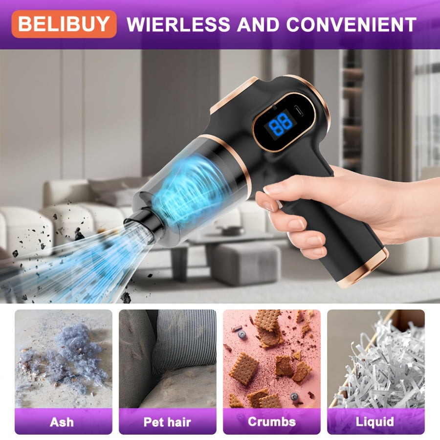 Portable Car Vacuum Cleaner 2-in-1 Lightweight Rechargeable with Multiple Tools