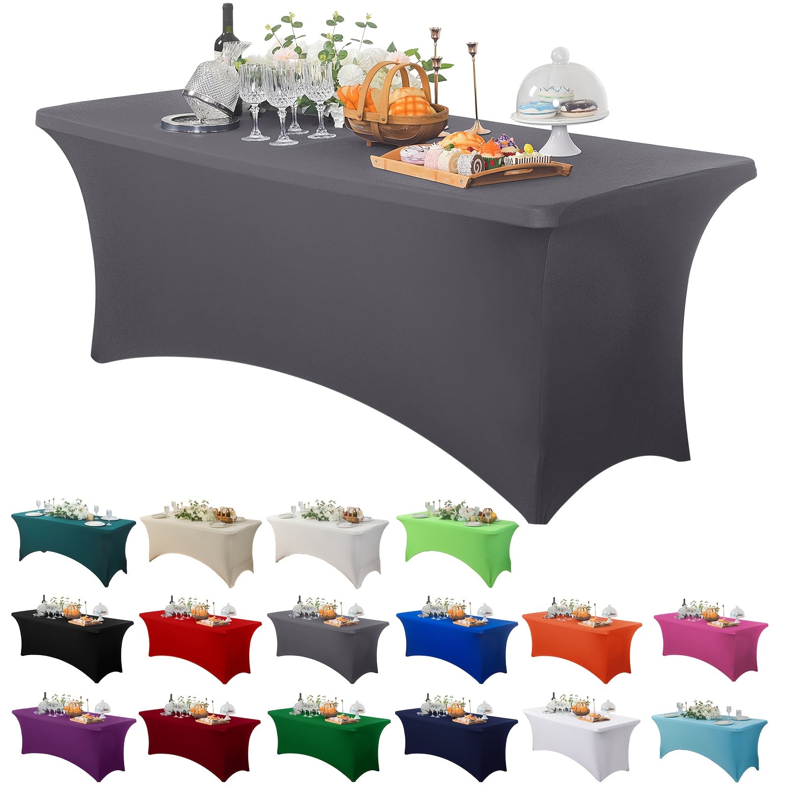 Stretch Spandex Tablecloth for Weddings Parties and Events Durable Polyester Blend Mixed Color
