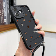 Heart Pattern Lanyard Phone Case for iPhone with Anti-Shock Shell and Lens Protection