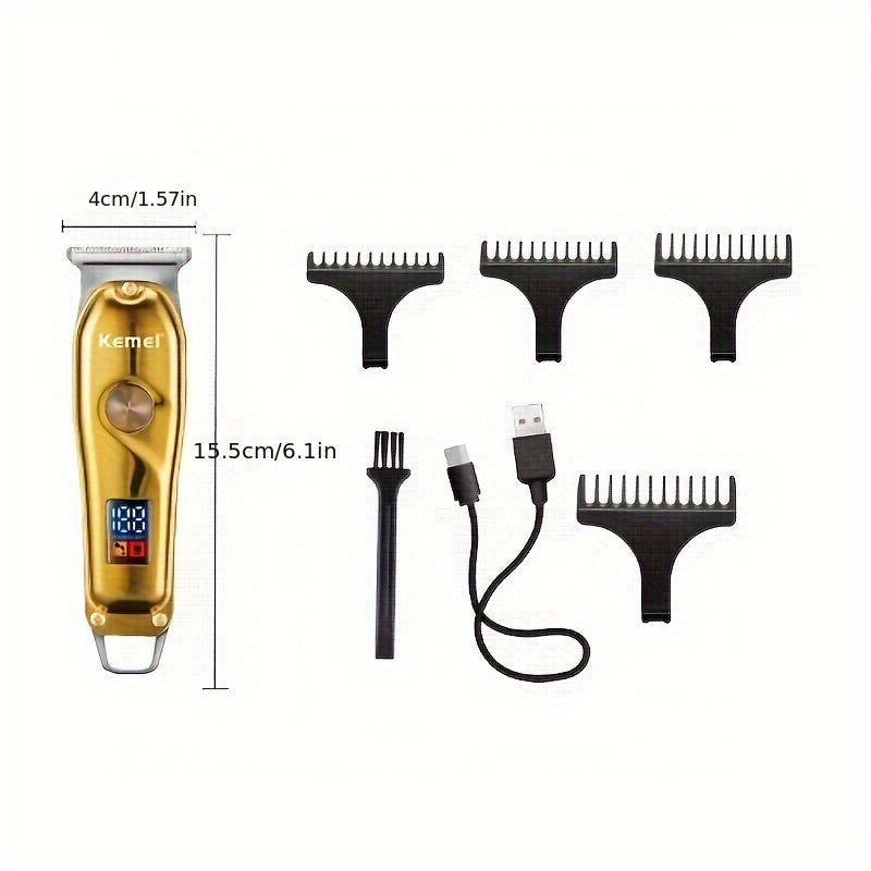 Afeitadora eléctrica para cabello con pantalla LED, recargable por USB, cortapelos inalámbrico para hombres, cuchillas ajustables