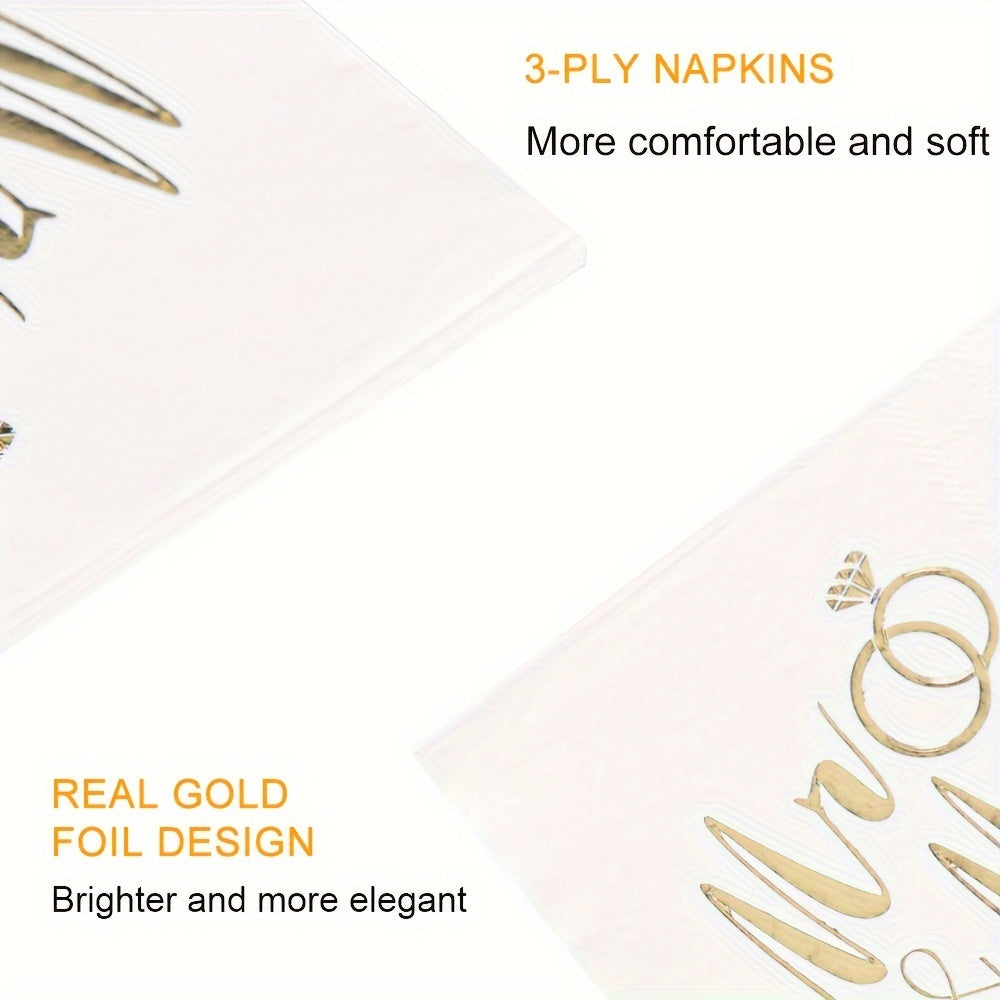 Упаковка из 100 одноразовых салфеток с изображением колец господина и госпожи для свадеб и вечеринок