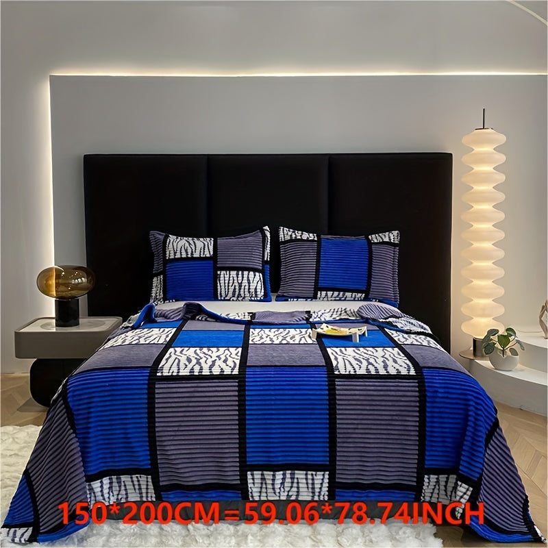 1 штука печатного пледa в клетку с плюшевым толстым флисом, который служит многофункциональным пледом для одиночных дремов, использования при кондиционировании воздуха, в офисе или в качестве пледа для кровати.