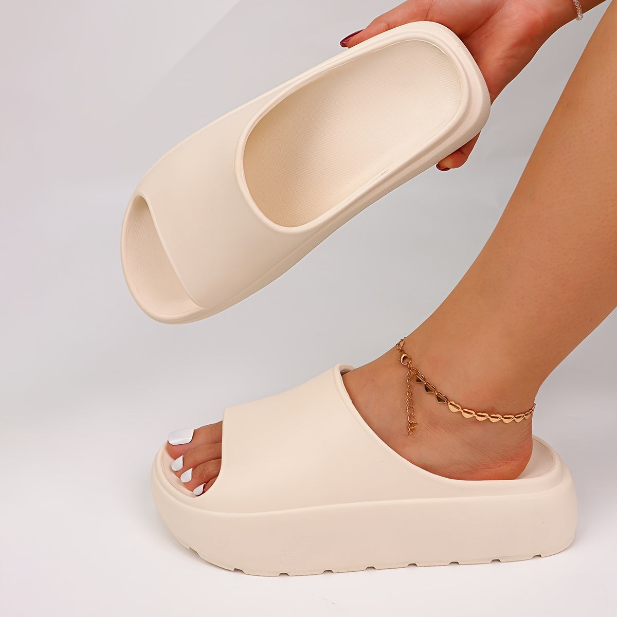 Women's Non-Slip Thick Platform EVA Slide Sandals Open-Toe Casual Pink