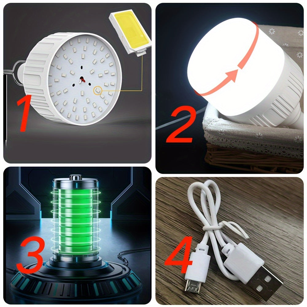Linterna de camping LED recargable con función de atenuación, luz portátil para exteriores, beige
