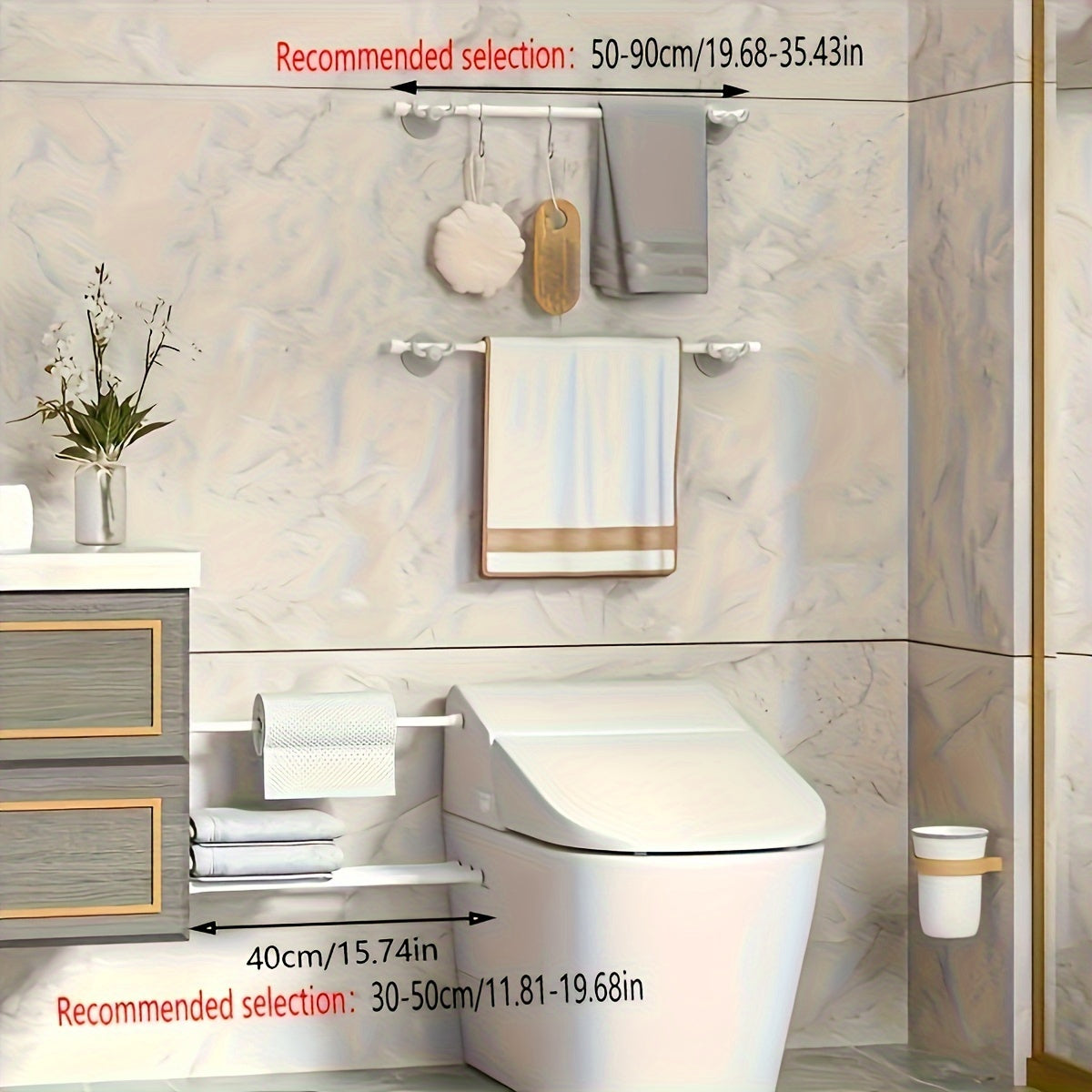 Oson, burg'ulashsiz o'rnatish uchun metalldan yasalgan hammom uchun teleskopik tayoq. Bu sochiq tutgichi, dush pardasi tayoqchasi yoki boshqa hammom aksessuarlarini sifatida ishlatilishi mumkin.