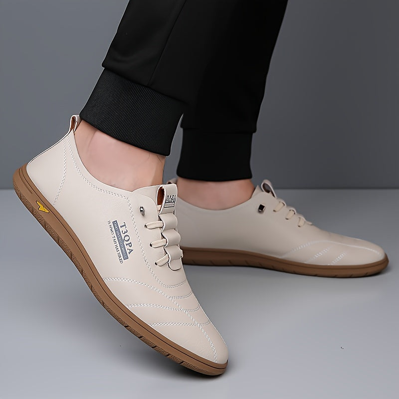 Men's Casual Sneakers Low Top Solid Color Microfiber Synthetic Leather Rubber Sole