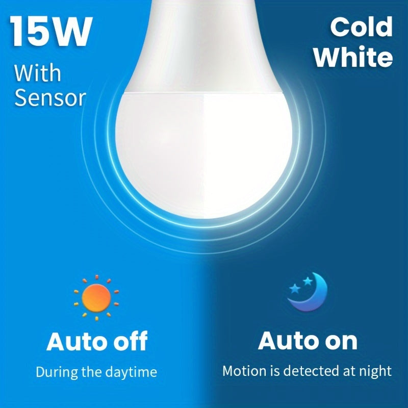 2pcs Motion Sensor LED Light Bulb 15W E27 for Home Indoor Security