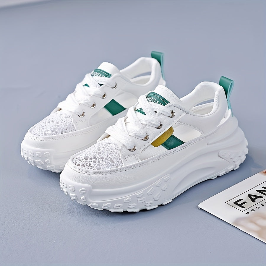 Women's Breathable Mesh Sneakers Summer Walking Shoes Casual Lace-Up Beige Black