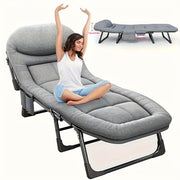 Folding Single Sofa Bed Adjustable for Camping Travel Supports Up to 100kg Cushions Included