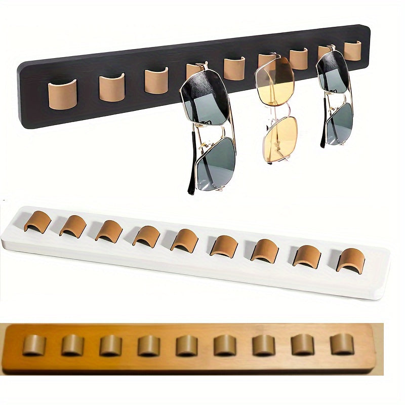 Wall-Mounted Glasses Storage Rack Wooden Display Organizer for Up to 9 Glasses