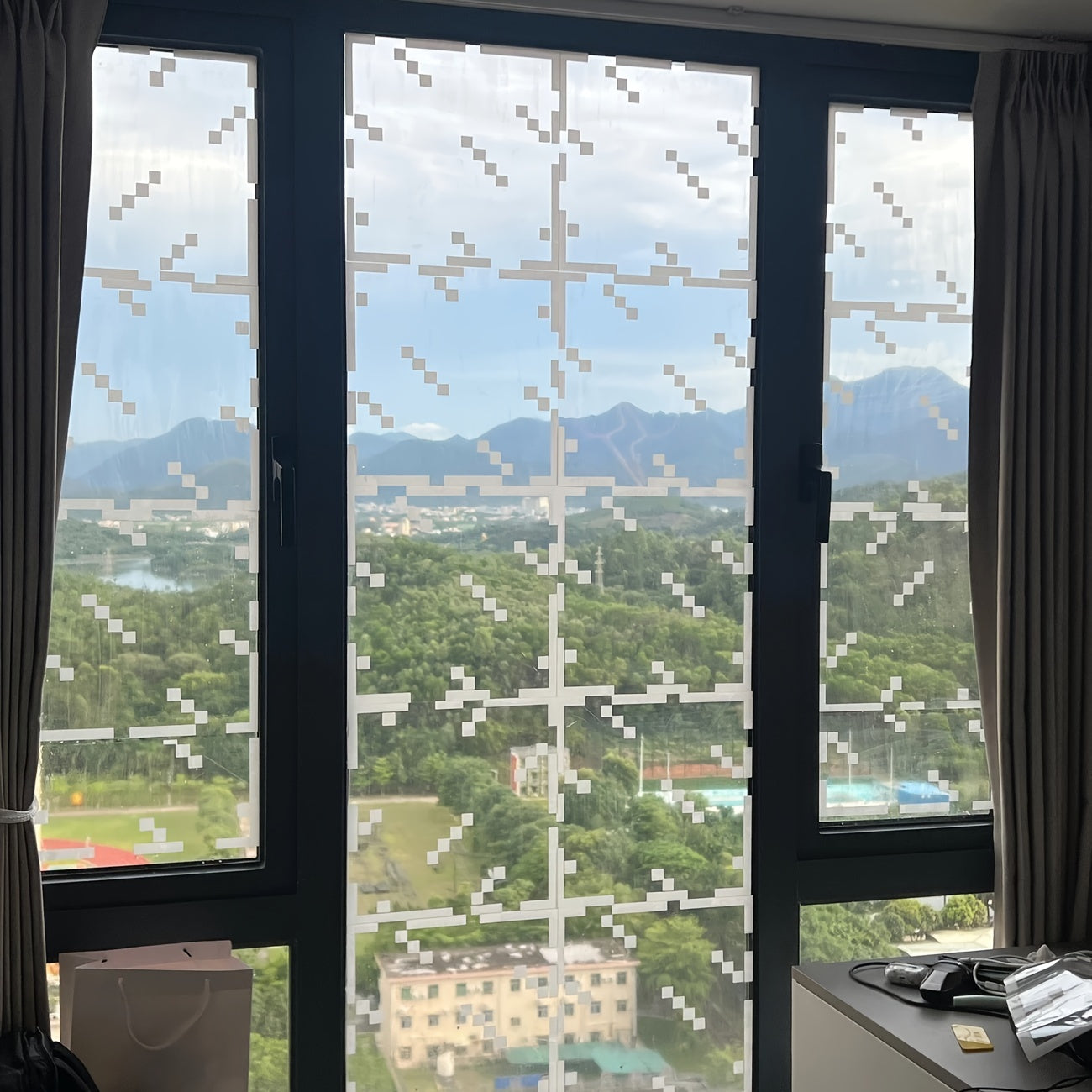 Glass Static Window Stickers Decorative Pixel Wind Self-Adhesive Home Decor