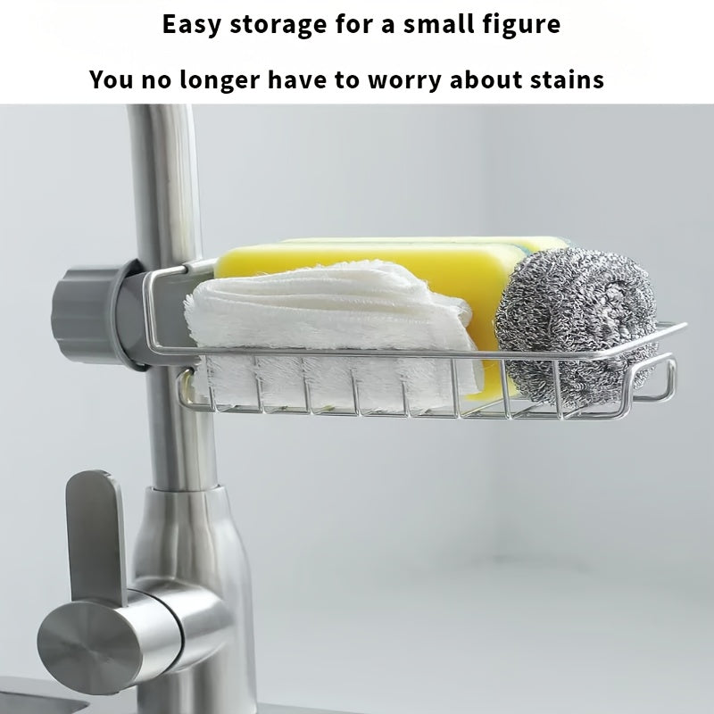 Stainless Steel Faucet Caddy Organizer for Sponges and Cloths Bathroom Accessory