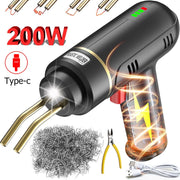 Cordless Plastic Welding Gun 200W with 5000mAh Battery Hot Stapler Repair Kit