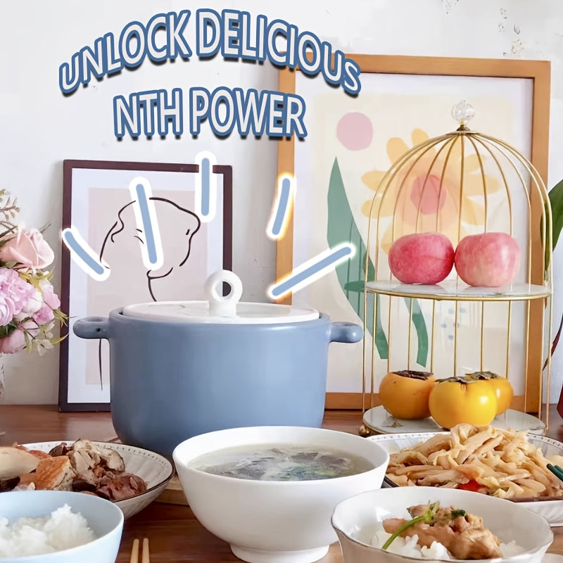 White Soup Pot 4L with Blue Lid, Durable, Gas and Induction Compatible