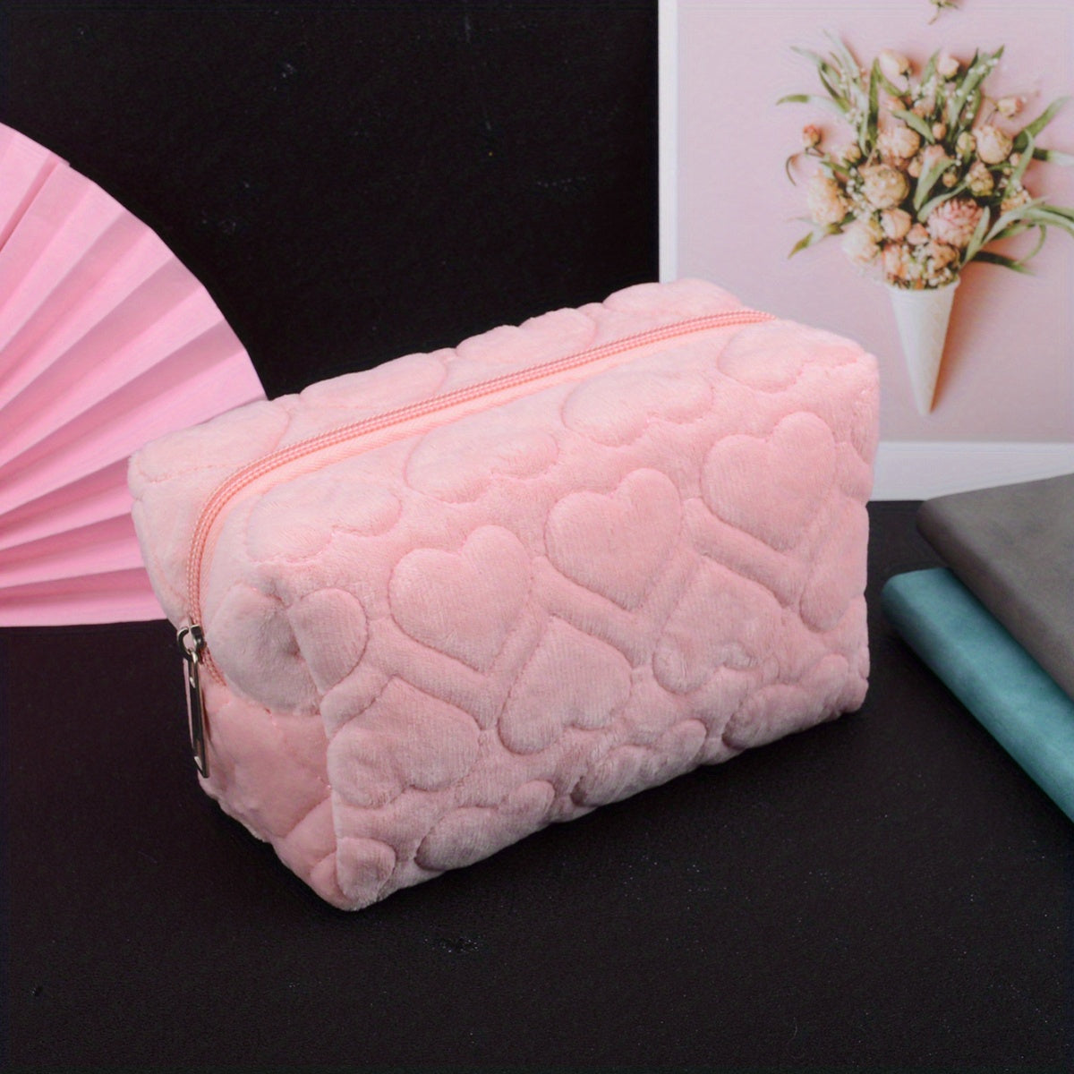 Cute Love Plush Pencil Case for School and Daily Use with Storage Compartments