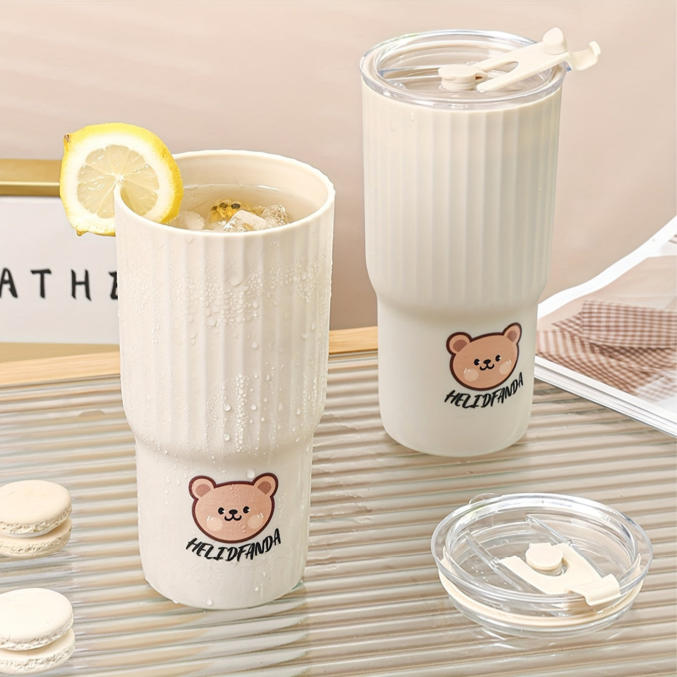 650ml Plastic Water Bottle for Kids and Adults Leak-Proof Portable Cute Bear Design
