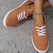 Women's Navy Blue Casual Sneakers Lace-Up Low Tops with Round Toe