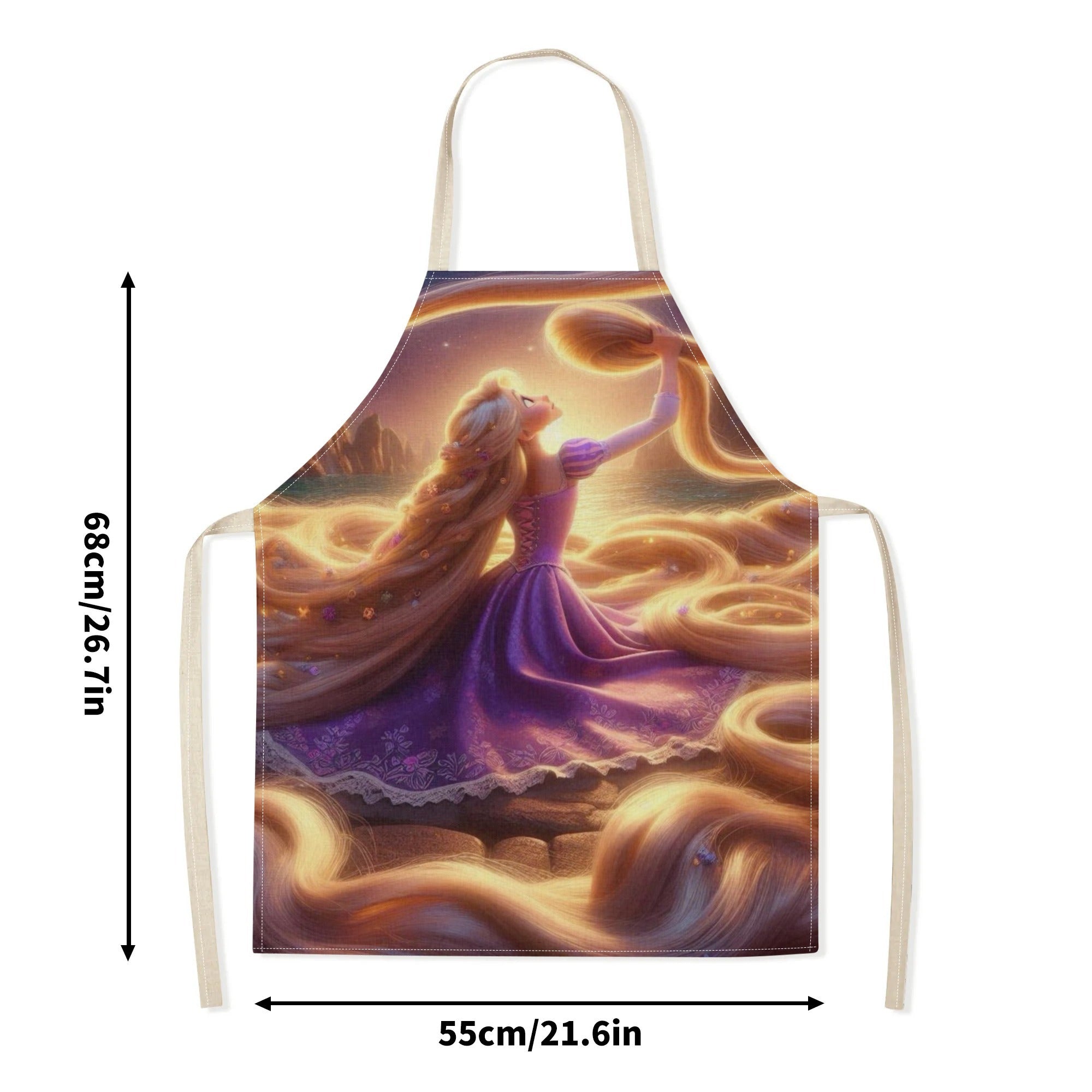 Disney Cinderella mavzusidagi suv o'tkazmaydigan apron - Zamonaviy va nafis, polyesterdan tayyorlangan, ertak printi bilan. Mehmonxonalar, restoranlar, supermarketlar, meva do'konlari, sut choyi do'konlari va uyda foydalanish uchun mukammal.