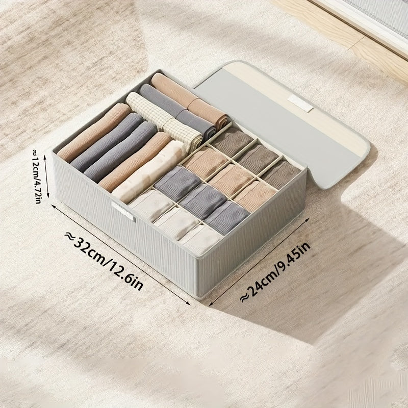 Underwear Organizer Drawer Storage Box with Lid for Socks Fabric Dorm Use