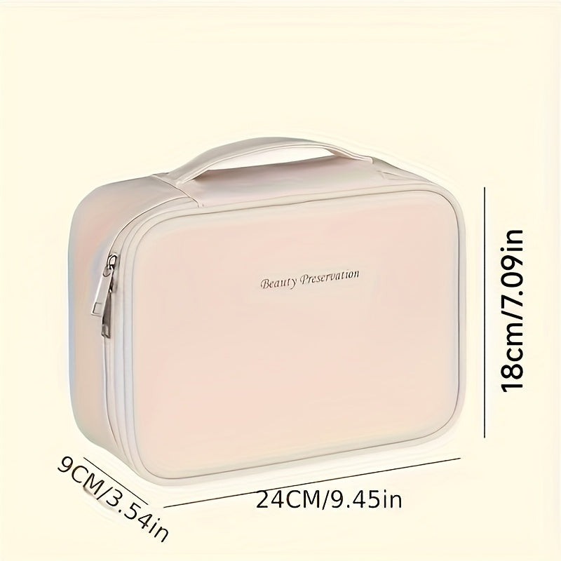 Large Capacity Detachable Cosmetic Bag for Men and Women with Multiple Layers and Brush Storage