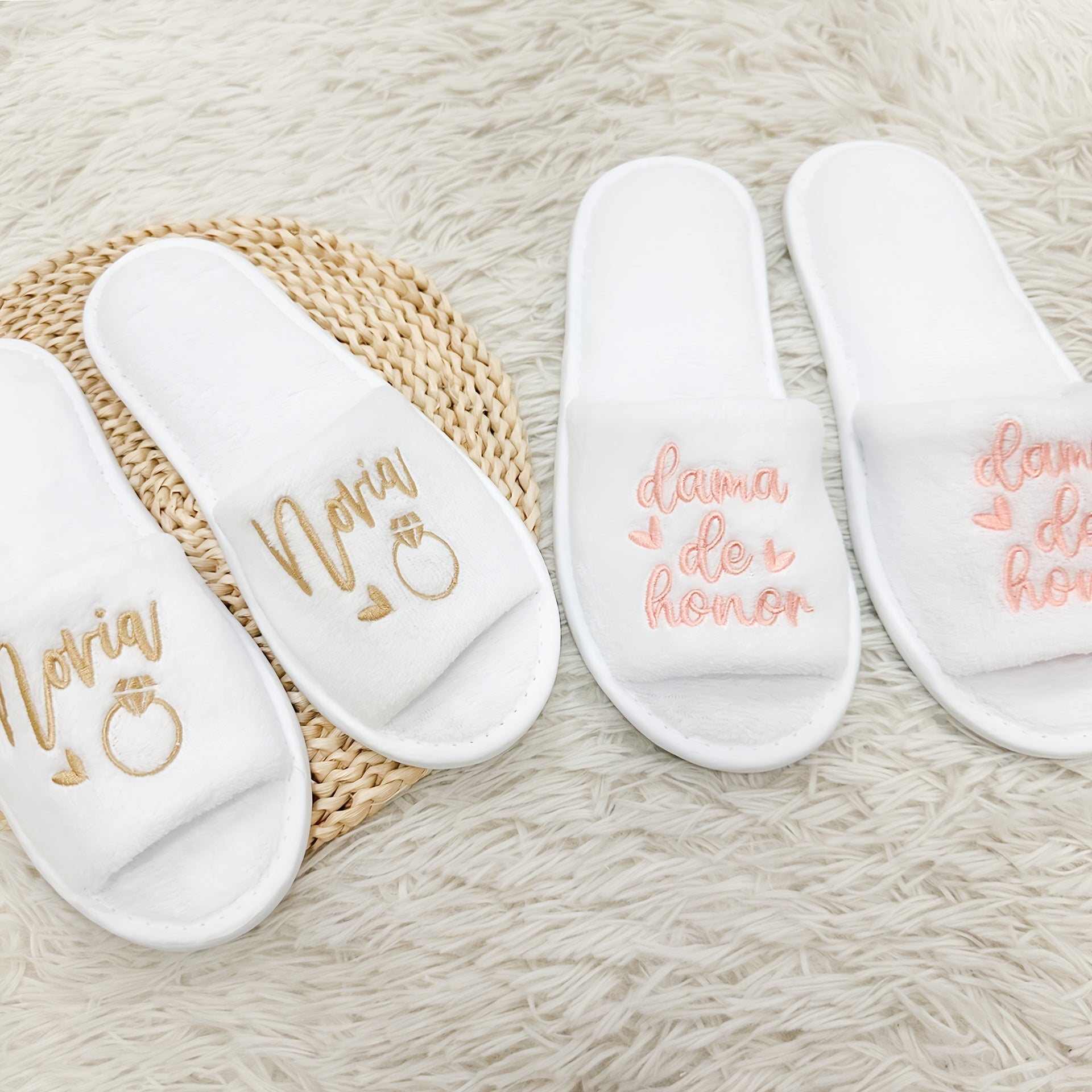 Women Embroidered EVA Slide Sandals Indoor Casual Shoes for Bridesmaids