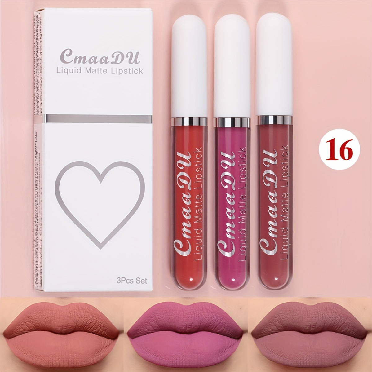 Set de labiales líquidos mate para mujer, a prueba de agua y de larga duración en tonos rojos
