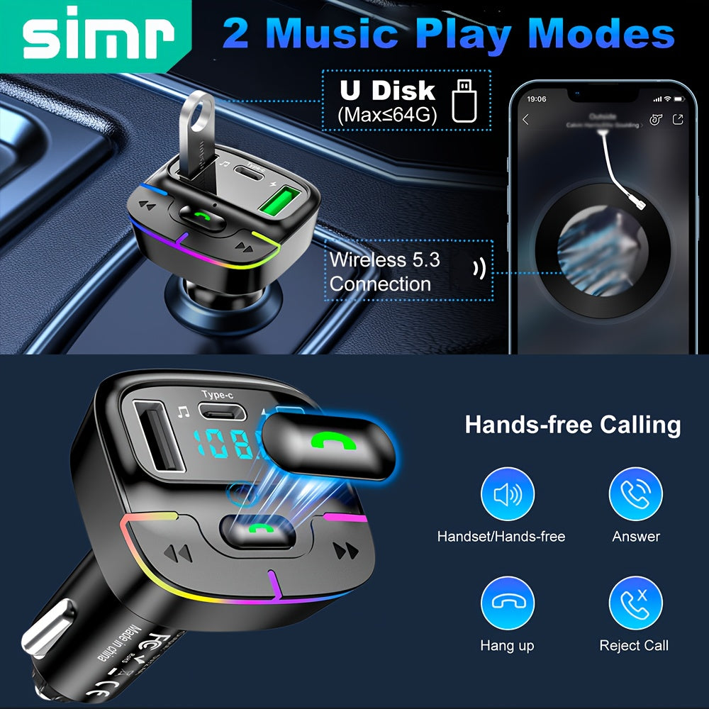 Wireless Car MP3 Player Charger Speaker with Dual USB Fast Charge