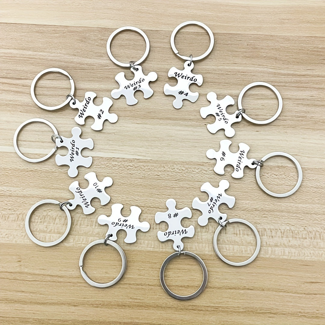 Set of 5-10 Engraved Stainless Steel Best Friends Puzzle Keychains for Graduation Christmas