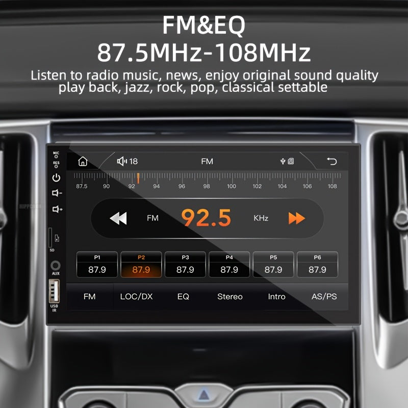 Single DIN Car Multimedia Player 7-Inch HD Touch Screen Support Wired CarPlay AndroidAuto MirrorLink Navigation Music